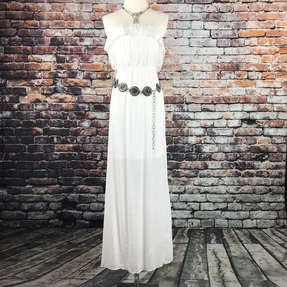 Trixxi Dresses & Skirts - New White Ruffle Strapless Maxi Dress